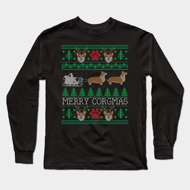 Funny Corgi Dog Lover Owner Corgi Ugly Christmas Sweater Long Sleeve T-Shirt by mrsmitful01